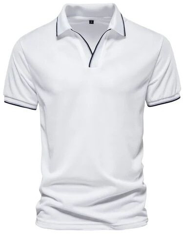 Panther Luxe Plain Collar Neck Cotton Tshirt, Color : White M, Gender : Men