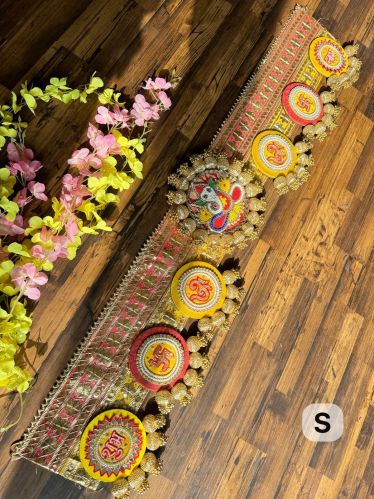 Printed Acrylic Ganesh Toran, Work : Embroided