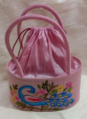 Printed Cotton Potli Bags, Color : Multicolor Rope Handle