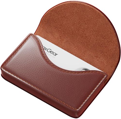 Leather Brown Card Holder, Shape : Rectengular
