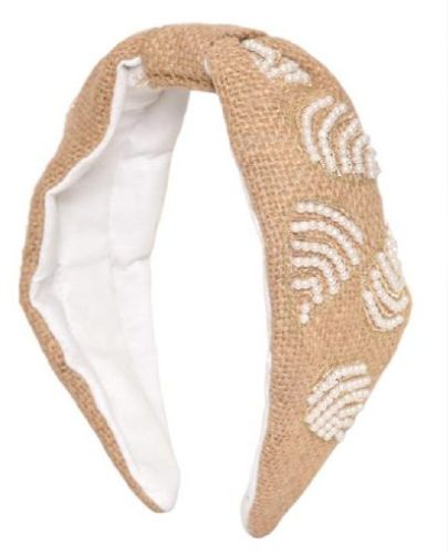 Printed Ladies Jute Pearl Petal Headband, Color : White, Brown