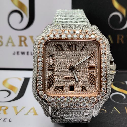 14k Solid Gold Diamond Watch, Dialer Material : Stainless Steel