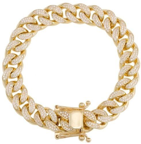 Polished 925 Sterling Silver Gold Diamond Bracelet, Color : Golden