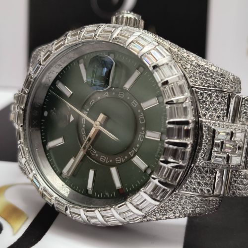 Stainless Steel Baguette Diamond Watch, Gender : Men