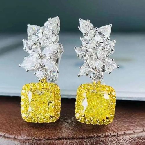 Polished Hoop Marquise Cut Diamond Earrings Modern for Jewellery Use