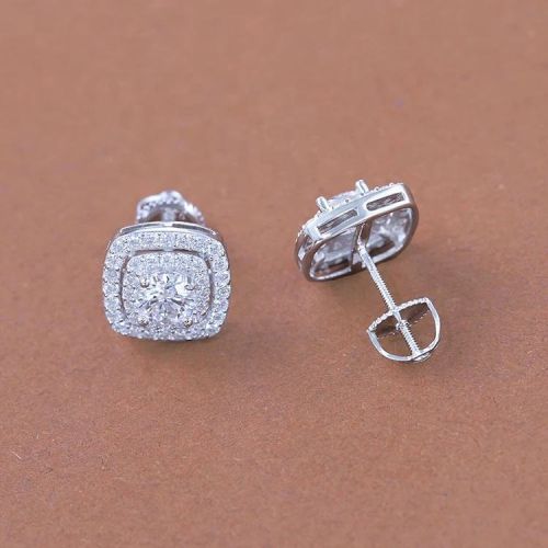 Plain Polished Solitaire Diamond Earrinngs Modern