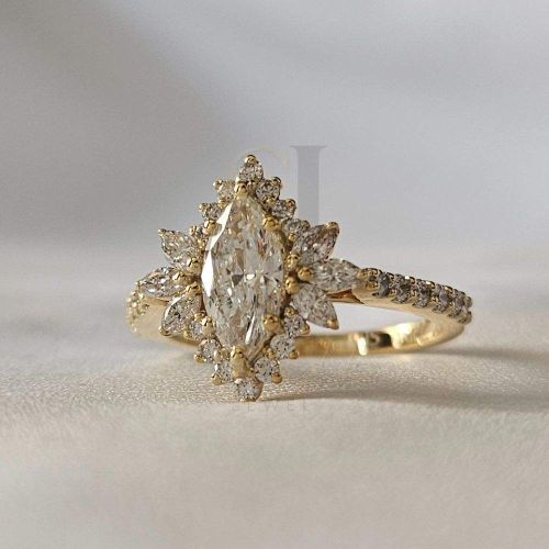 Women Moissanite Diamond Ring, Color : Golden Standard