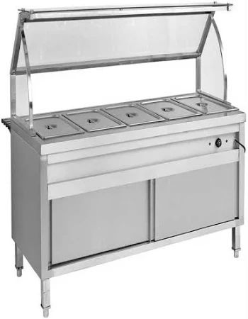 Polished Stainless Steel Snack Counter With Bain Maire For Storage