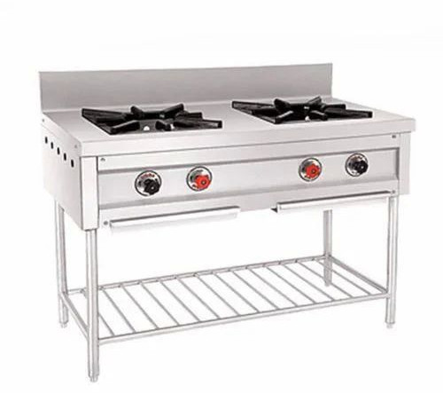 Stainless Steel Two Burner Gas Counter, Color : Silver