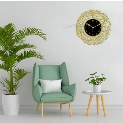 16 Inch Wall Clock, Color : Golden & Black, Display Type : Analog