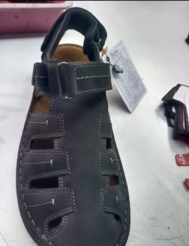 Mens Black Leather Sandal for Casual Wear