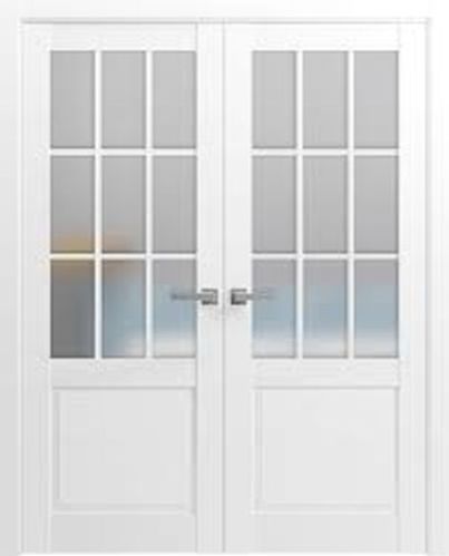 Polished Frosted Glass UPVC French Double Door, Color : White