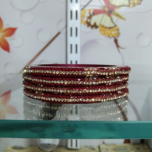 Party Wear Multicolor Lac Bangle Set, Color : Maroon, Golden