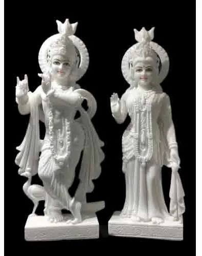 Plain Marble Radha Krishna Statues, Packaging Type : White