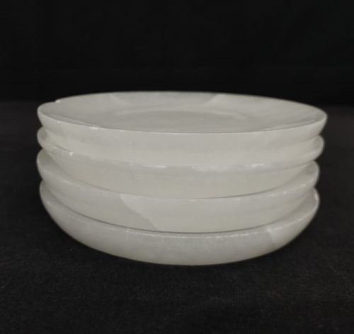 Plain Polished Alabaster Stone Coaster Set Of 4 10x10cm for Tableware