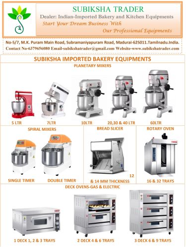 Electric Manual Bakery Machine, Brand Name : Subiksha