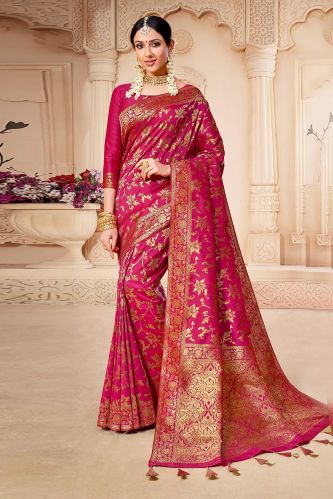 Embroidered Artificial Silk Banarasi Pattern Saree Festive Wear