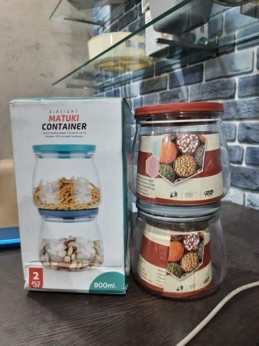 Plastic Matuki Shape Airtight Container, Shape : Round for Food Storage