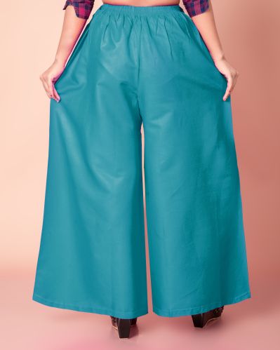 Plain Ladies Sky Blue Palazzo Party Wear, Technics : Machine Made