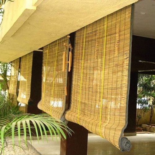 Plain Bamboo Blinds, Color : Yellow, Technics : Handloom