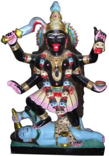 Color Coated Marble Mahakali Statue, Color : Multicolors for Temple