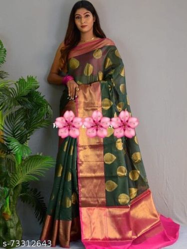 Printed Unstitched Beautiful Banarasi Silk Saree Party Wear