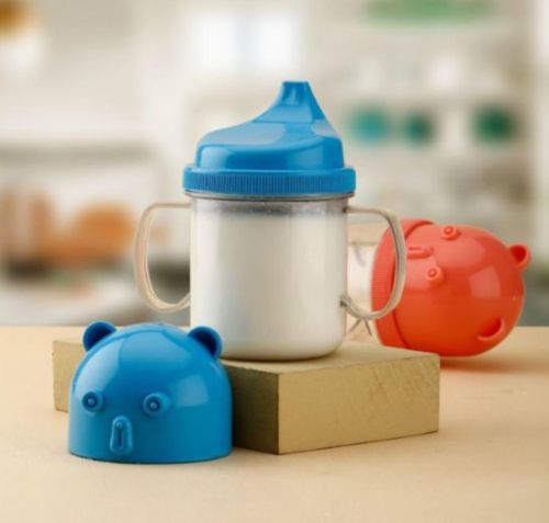 Plain Plastic 250 Ml Baby Sip Mug Bottle, Shape : Round