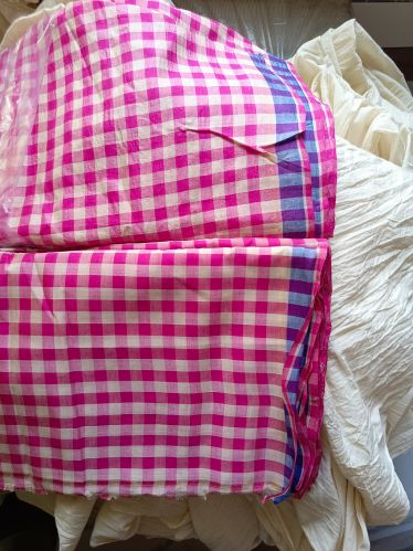 Ganai Handloom Cotton Silk Check Fabric