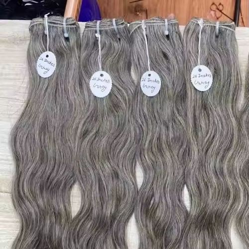 Indian Raw Human Hair Extension, Color : Grey Wavy