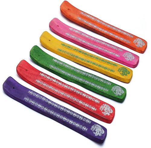 Painted Mango Wood Rectangle Incense Stick Holders Standard