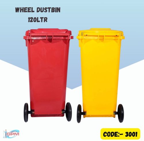 Plain 120 Ltr Plastic Wheel Dustbin For Outdoor Trash
