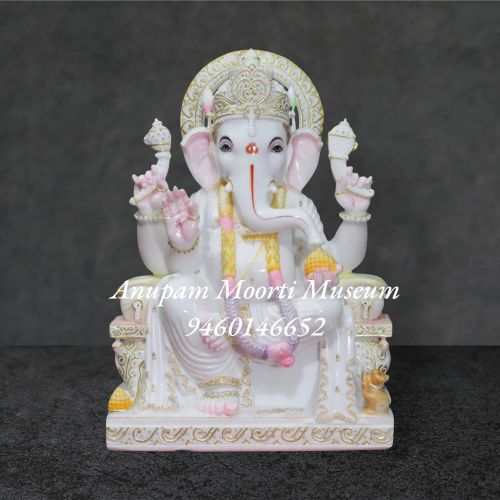 Polished Ganesh Marble Statue, Color : White