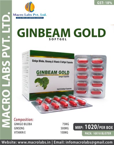 GINKO BILOBA 75MG+VITAMIN E 100MG+GINSENG 500MG, Color : dark red