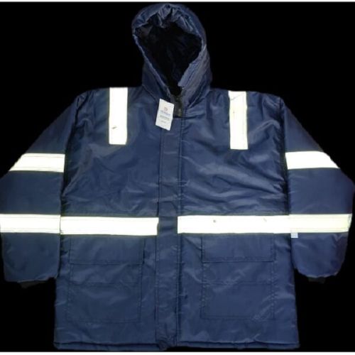 RMS Blue And White Polyester Parka Jacket
