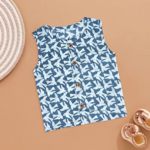 Baby Bird Print Cotton Jabla, Color : Blue Everyday