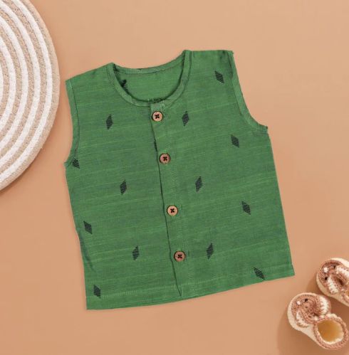 Printed Baby Elegant Green Cotton Jabla Everyday