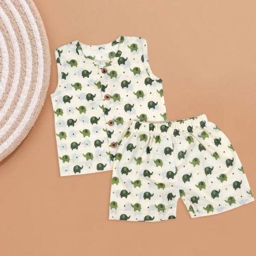 Baby Printed Cotton Jabla & Shorts Set