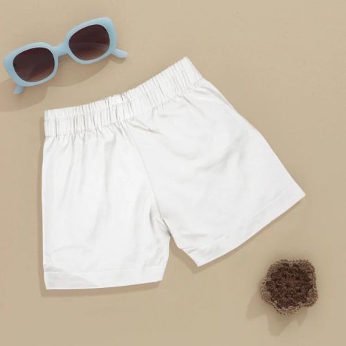 Boon Babies Plain Boys White Minimalist Cotton Shorts Casual Wear