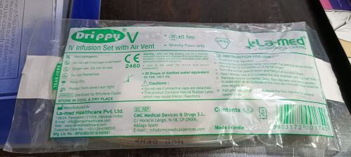 La -med IV Infusion Set With Air Vent, Color : White