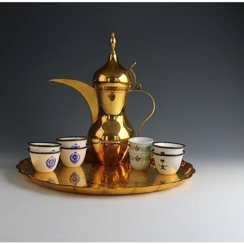 Brass Dallah Set, Color : Brown