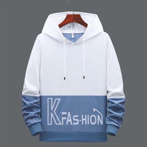 Cotton Mens Printed Hoodie, Color : Sky Blue & White All Sizes Party Wear