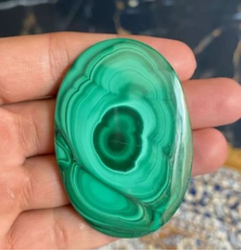 Polished Green Malachite Cabochon Gemstone, Gemstone Shape : Round