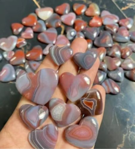 Polished Heart Botswana Agate Gemstone for Jewellery Use