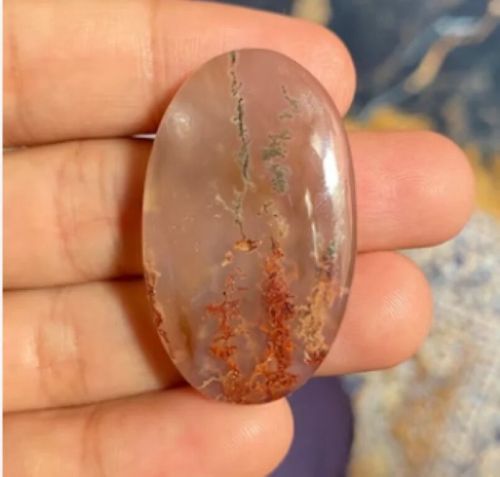 Polished Scenic Moss Agate Cabochon Gemstone, Color : Light Brown