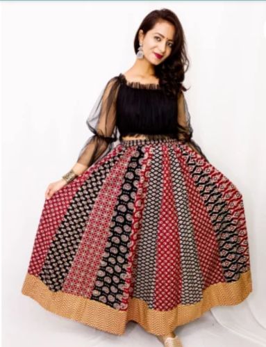 Cotton Printed Skirts, Color : Multicolor