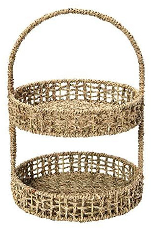Bamboo 2 Tier Hamper Basket, Color : Brown, Technics : Hand Made