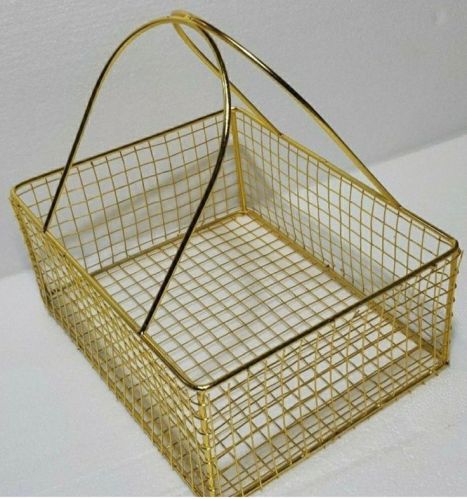 Aicrafts Metal Rectangle Hamper Basket, Color : Golden Modern