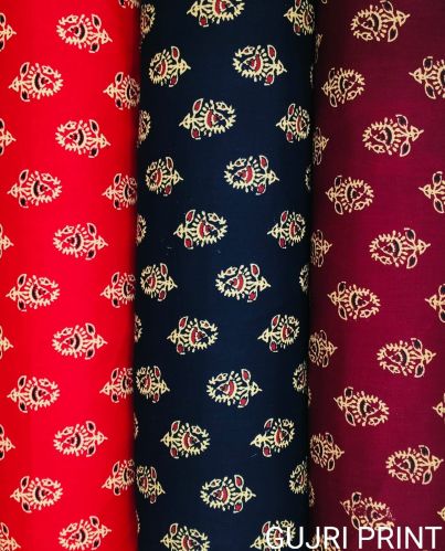 Cotton Gujri Print Nighty Fabric, Color : Multi Color
