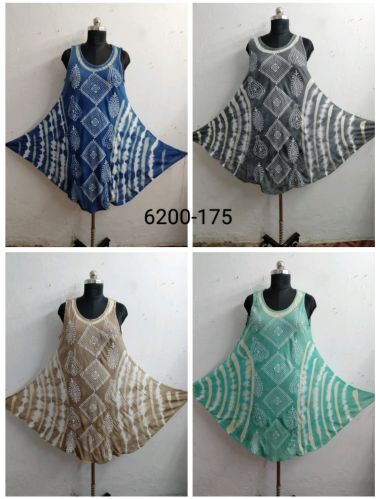 Reyon Crepe Acid Wash Umbrella Dress Free Size Casual Wear