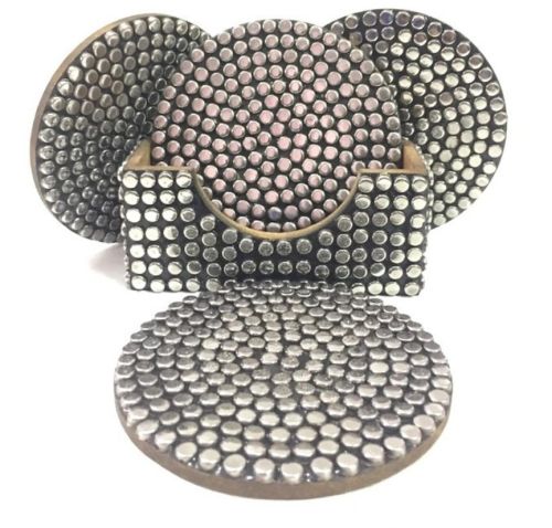 Polished Wood Beaded Coaster Set Standard